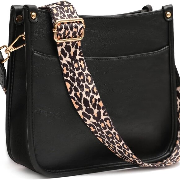 Handbags - Women's Crossbody Shoulder Bag with Leopard Guitar Strap,Vegan Faux Leather Purs